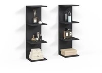 Livinity&reg; B&uuml;cherregal Vesuvio, Schwarz, 30 x 95 cm 2er Set, 2-tlg.