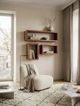 KADIMA DESIGN Wandregal Design Wandregal 3er Set BOHA Massiv Holzregale Edelholz