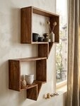 KADIMA DESIGN Wandregal 2er Set Wandregale MUMBAI Massivholz Holzregal...