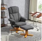 HOMCOM Relaxsessel Relaxsessel, Liegesessel mit Hocker, bis 150 kg, Dunkelgrau