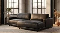 KAWOLA Ecksofa MARLIN Ecksofa aus Lederfaserstoff, schwarz, Longchair rechts,...