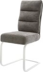 DELIFE Polsterstuhl Pela-Flex, Freischwinger flach Wei&szlig; Boucl&eacute; Soft Schlamm