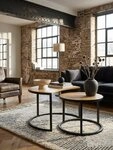 KADIMA DESIGN Satztisch Couchtisch 2er Set Mango Massivholz / Metall...