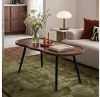 en.casa Couchtisch, &raquo;Ken&laquo; 100 x 60 x 47 cm Walnuss mit geschwungener...
