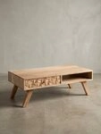 KADIMA DESIGN Couchtisch Couchtisch REWA 95x35x50cm Akazie Massivholz Sofatisch,