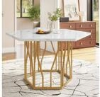 OKWISH Essgruppe Runder Marmortisch 100 cm, X-Gestell Metall, moderner...