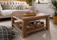 Massivmoebel24 Couchtisch Couchtisch Teak 90x90x45 natur unbehandelt BASSANO...