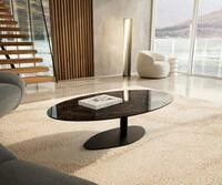 DELIFE Couchtisch Edge, Oval 140x80 cm Keramik Emperador Extra Lucidato...