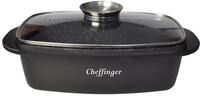 Cheffinger Schmortopf Alu Guss Br&auml;ter &oslash;32cm mit Glasdeckel Induktion f&uuml;r alle
