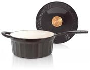 R&Ouml;MERTOPF Bratentopf Gusseisen Stielkasserolle 22cm Schwarz, Gusseisen (Set, 2-tlg.,