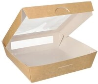 PAPSTAR Einweggeschirr-Set 100x Feinkostboxen Pappe Sichtfenster eckig 1500ml...