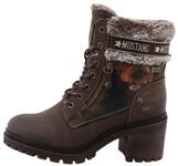 Mustang Shoes Stiefel Winterstiefelette Blockabsatz, Schn&uuml;rboots mit...