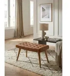 KADIMA DESIGN Sitzhocker Sitzhocker 67x47x39 cm Mango Massivholz / Echtleder...