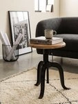 KADIMA DESIGN Sitzhocker Drehhocker 39x62,5x39 cm Akazie Massivholz / Metall...