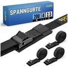 LuxusKollektion Spanngurt Spanngurt 2,5m 200kg Klemmschloss 4Stk Schwarz (4-St)