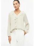 s.Oliver Langarmbluse Bluse Cr&ecirc;pe-Bluse mit Volants beige XS (34)