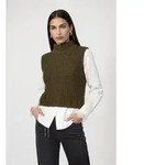 Monari Pullunder Pullunder Basic Chenille Regular fit mit Stehkragen gr&uuml;n XS (34)