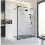 Schulte Duschwand Trend 2.0, Sicherheitsglas, 140 x 200 cm Schwarz Offene...