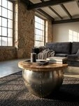 KADIMA DESIGN Couchtisch Couchtisch Mango Massivholz / Metall 60x43x60 cm...