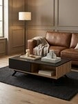KADIMA DESIGN Couchtisch Couchtisch 110x60x38 cm MDF Eiche-Dekor / Schwarz