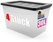 BigDean Aufbewahrungsbox 4x 30 L Aufbewahrungsbox mit Deckel Budget Line...