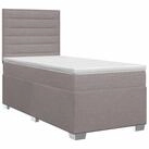vidaXL Bett Boxspringbett mit Matratze mit Kopfteil Taupe 90 x 200 cm Stoff...