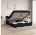 vidaXL Bettgestell vidaXL Ottoman Bett mit Matratze Schwarz 140 x 190 cm Stoff