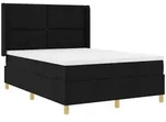 vidaXL Bett Boxspringbett mit LED-Lichtleisten Schwarz 140 x 190 cm Stoff...