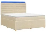 vidaXL Bett LED Boxspringbett mit Matratze Creme 180 x 200 cm Stoff (1-tlg)