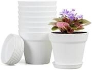 LuxusKollektion Blumentopf Blumentopf Set 10cm Plastik Untersetzer Ablaufl&ouml;cher