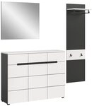 Furnhaus Garderoben-Set Canu 4 in Basaltgrau und Wei&szlig;, dreiteilig und 180 cm...