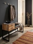 KADIMA DESIGN Sitzbank Sitzbank Ziegenleder / Massivholz Bank 100x60x35 cm im...