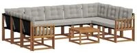 vidaXL Gartenlounge-Set Outdoor-Sofagarnitur 10 stk. Nat&uuml;rlich und Hellgrau,