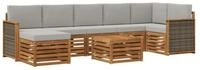 vidaXL Gartenlounge-Set Outdoor-Sofagarnitur 7 stk. Nat&uuml;rlich und Hellgrau,...