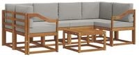 vidaXL Gartenlounge-Set Outdoor-Sofagarnitur 7 stk. Nat&uuml;rlich und Hellgrau,...