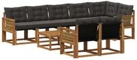 vidaXL Gartenlounge-Set Outdoor-Sofagarnitur 9 stk. Nat&uuml;rlich und Schwarz,...