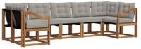vidaXL Gartenlounge-Set Outdoor-Sofagarnitur 7 stk. Nat&uuml;rlich und Hellgrau,...