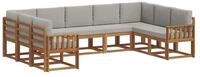 vidaXL Gartenlounge-Set Outdoor-Sofagarnitur 9 stk. Nat&uuml;rlich und Hellgrau,...