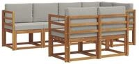 vidaXL Gartenlounge-Set Outdoor-Sofagarnitur 7 stk. Nat&uuml;rlich und Hellgrau,...