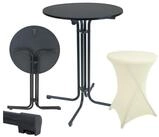 TRUTZHOLM Stehtisch Set Stehtisch klappbar &Oslash; 80 cm in Anthrazit & Husse in...