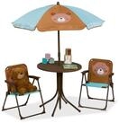 relaxdays Garten-Kindersitzgruppe Camping Kindersitzgruppe mit Schirm, (4-tlg),...