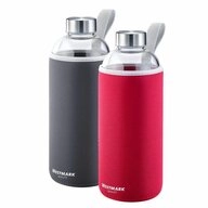 WESTMARK Trinkflasche Set, 2tlg., aus Glas mit Aufdruck, inkl. je 1...