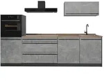 Vicco K&uuml;chenzeile R-Line, Beton/Anthrazit, 280 cm Arbeitsplatte Goldkraft...
