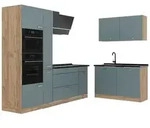 Vicco Winkelk&uuml;che R-Line, Blau-Grau/Goldkraft Eiche, 230 x 120 cm Arbeitsplatte