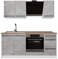 Vicco K&uuml;chenzeile R-Line, Beton/Wei&szlig;, 180 cm, AP Eiche