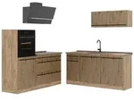 Vicco K&uuml;chenzeile R-Line, Artisan-Eiche/Goldkraft Eiche, 160 cm Arbeitsplatte