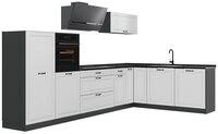 Vicco Winkelk&uuml;che R-Line, Wei&szlig; Landhaus/Anthrazit, 347 x cm Arbeitsplatte...