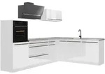 Vicco Winkelk&uuml;che R-Line, Wei&szlig; Hochglanz/Wei&szlig;, 287 x cm Arbeitsplatte Marmor...