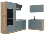 Vicco Winkelk&uuml;che R-Line, Blau-Grau/Goldkraft Eiche, 230 x 120 cm Arbeitsplatte