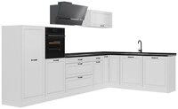 Vicco Winkelk&uuml;che R-Line, Wei&szlig; Landhaus/Wei&szlig;, 347 x cm Arbeitsplatte...
